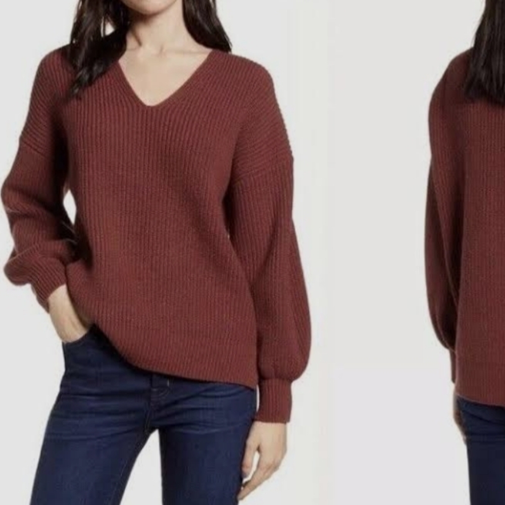 Madewell Thornton Balloon Sleeve‎ Sweater in Horseman XXLarge
